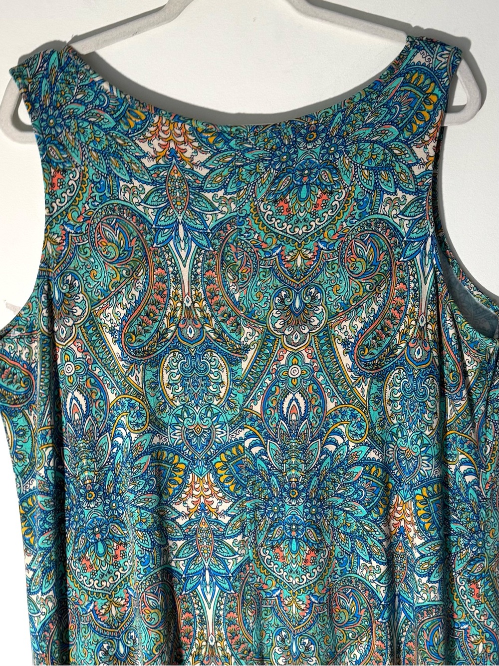 Lucky Brand Teal Paisley Tank Knit Midi dress 1X - Picture 6 of 9
